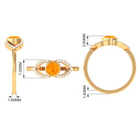 3/4 ct fire opal and diamond split shank engagement ring from Rosec Jewels, showcasing vibrant fire opal and sparkling diamonds.