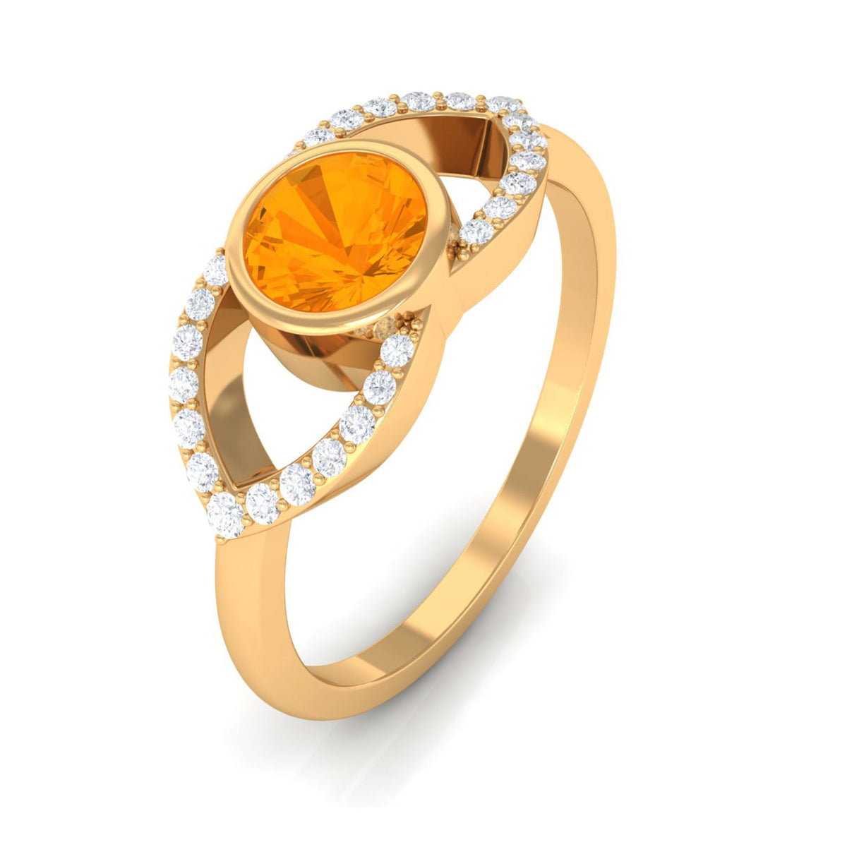 3/4 carat fire opal and diamond split shank engagement ring from Rosec Jewels, showcasing vibrant gemstones and elegant design.