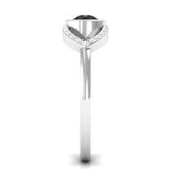 Bezel Set Solitaire Black Spinel and Diamond Ring in Split Shank