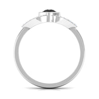 Bezel Set Solitaire Black Spinel and Diamond Ring in Split Shank