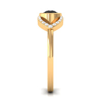 Bezel Set Solitaire Black Spinel and Diamond Ring in Split Shank