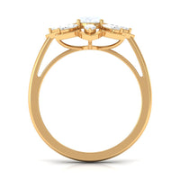Oval cut moonstone and diamond flower cocktail ring by Rosec Jewels, featuring a detailed floral design with sparkling gemstones.