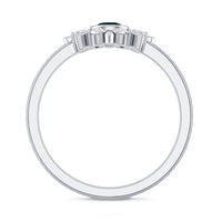 5mm Round London Blue Topaz Flower Ring with Diamond
