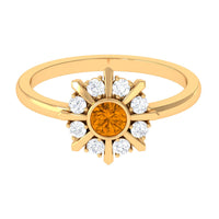 0.50 CT Citrine Statement Ring with Diamond Stones