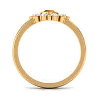 0.50 CT Citrine Statement Ring with Diamond Stones