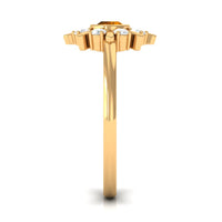 0.50 CT Citrine Statement Ring with Diamond Stones