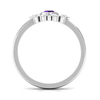 Bezel Set Amethyst Statement Ring with Diamond