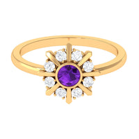 Bezel Set Amethyst Statement Ring with Diamond