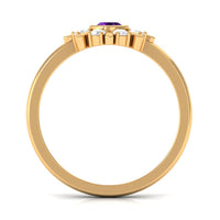 Bezel Set Amethyst Statement Ring with Diamond