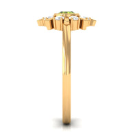 0.50 CT Natural Peridot Statement Ring with Diamond Stones