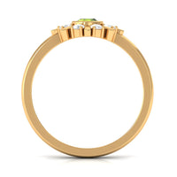 0.50 CT Natural Peridot Statement Ring with Diamond Stones