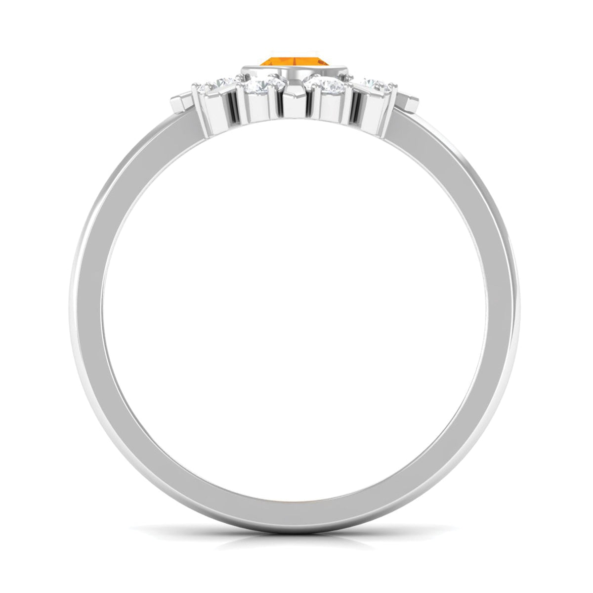 Rosec Jewels 1/2 carat bezel set fire opal statement ring with diamond accent, showcasing vibrant orange gemstone and elegant design.
