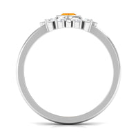 Rosec Jewels 1/2 carat bezel set fire opal statement ring with diamond accent, showcasing vibrant orange gemstone and elegant design.