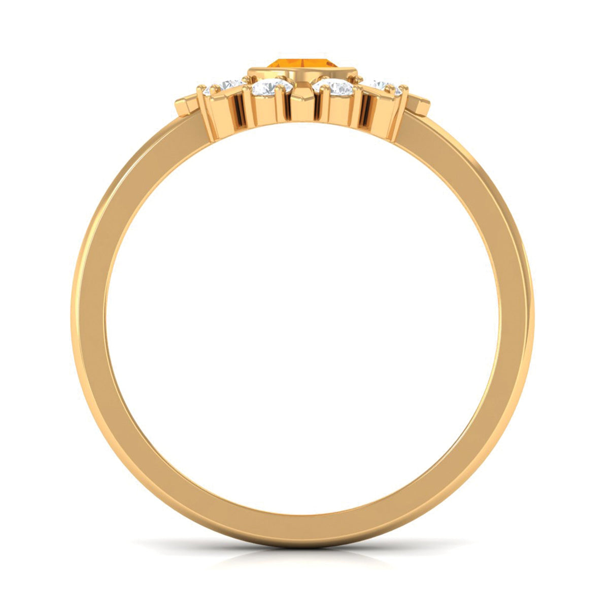 Rosec Jewels 1/2 carat fire opal bezel set statement ring with diamond accents, showcasing vibrant orange gemstone and elegant design.