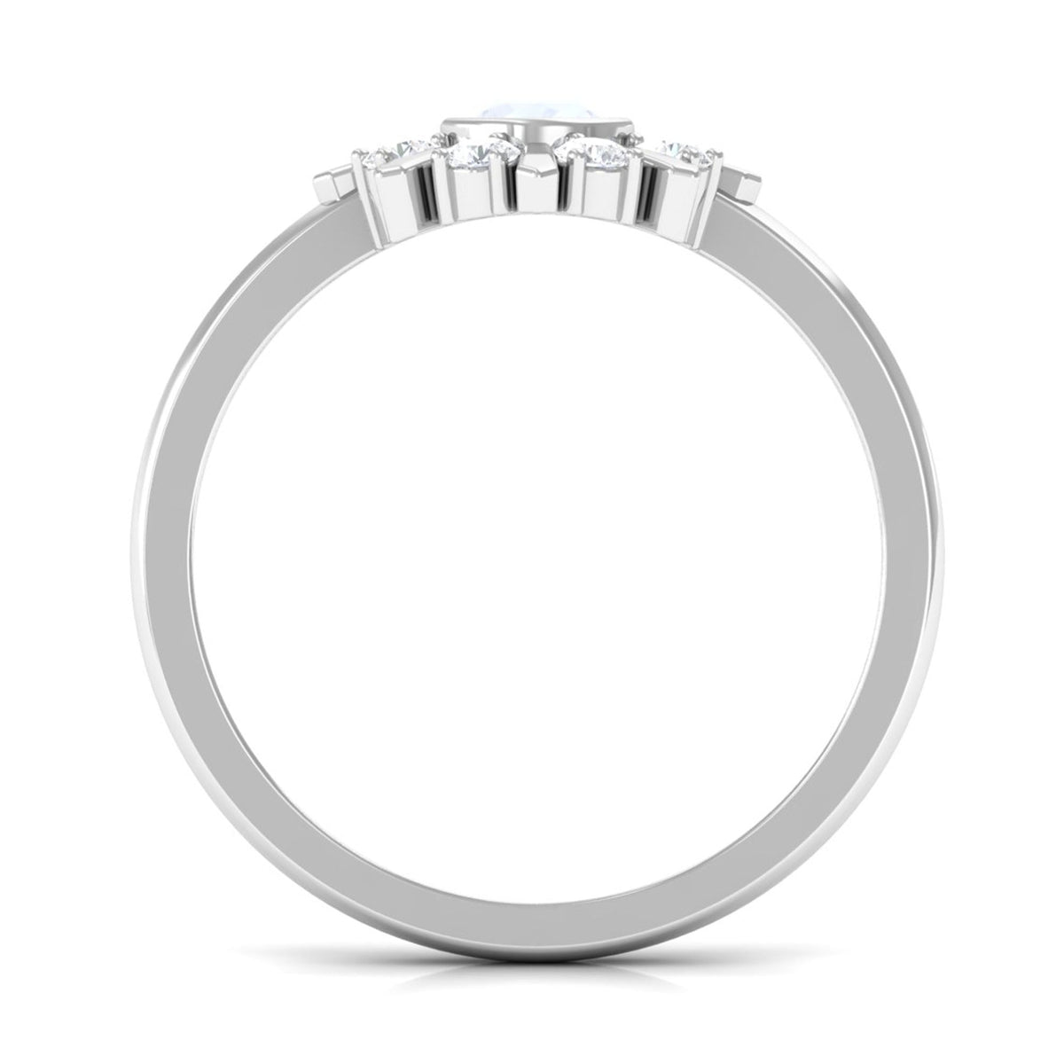 Rosec Jewels 3/4 Carat bezel set moonstone and diamond statement ring, showcasing a elegant gemstone design.