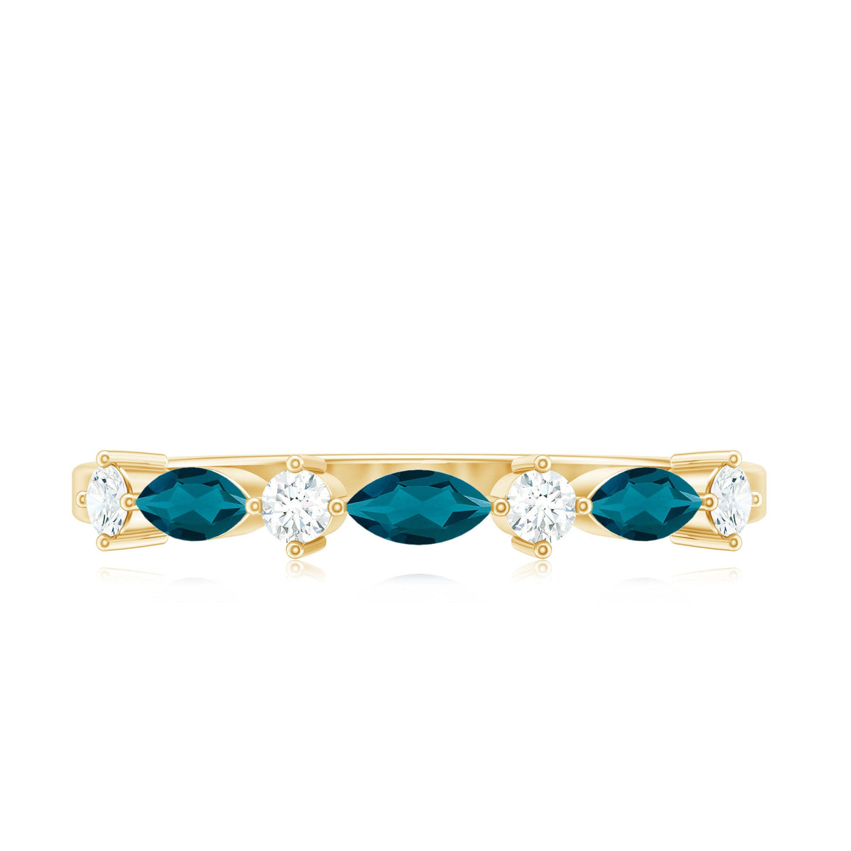 Marquise London Blue Topaz Stackable Eternity Band with Diamond
