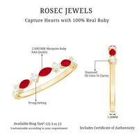 Natural Marquise Ruby Diamond Half Eternity Ring for Anniversary