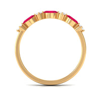 Natural Marquise Ruby Diamond Half Eternity Ring for Anniversary
