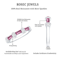1.25 CT Natural Pink Tourmaline Semi Eternity Ring with Moissanite