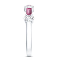 1.25 CT Natural Pink Tourmaline Semi Eternity Ring with Moissanite