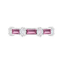 1.25 CT Natural Pink Tourmaline Semi Eternity Ring with Moissanite