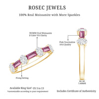 1.25 CT Natural Pink Tourmaline Semi Eternity Ring with Moissanite