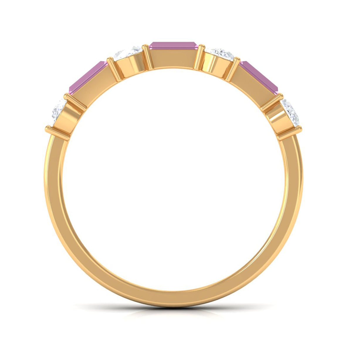 1.25 CT Natural Pink Tourmaline Semi Eternity Ring with Moissanite