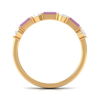1.25 CT Natural Pink Tourmaline Semi Eternity Ring with Moissanite
