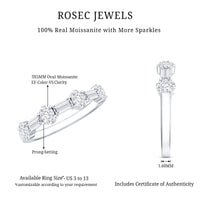 Oval and Baguette Cut Moissanite Half Eternity Ring