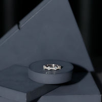 Oval and Baguette Cut Moissanite Half Eternity Ring