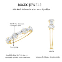 Oval and Baguette Cut Moissanite Half Eternity Ring