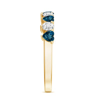 London Blue Topaz and Moissanite Heart Eternity Band
