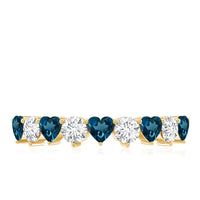 London Blue Topaz and Moissanite Heart Eternity Band