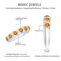 Natural Citrine Diamond Half Eternity Wedding Anniversary Ring
