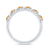 Natural Citrine Diamond Half Eternity Wedding Anniversary Ring