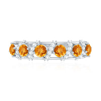 Natural Citrine Diamond Half Eternity Wedding Anniversary Ring