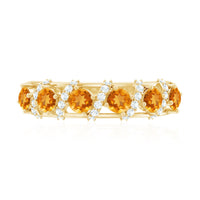 Natural Citrine Diamond Half Eternity Wedding Anniversary Ring