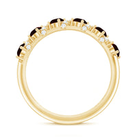 Genuine Red Garnet Diamond Half Eternity Ring for Anniversary