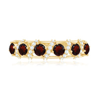 Genuine Red Garnet Diamond Half Eternity Ring for Anniversary