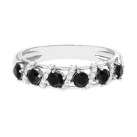 Black Spinel Designer Anniversary Band with Diamond