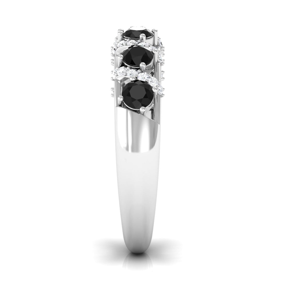 Black Spinel Designer Anniversary Band with Diamond