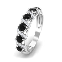 Black Spinel Designer Anniversary Band with Diamond