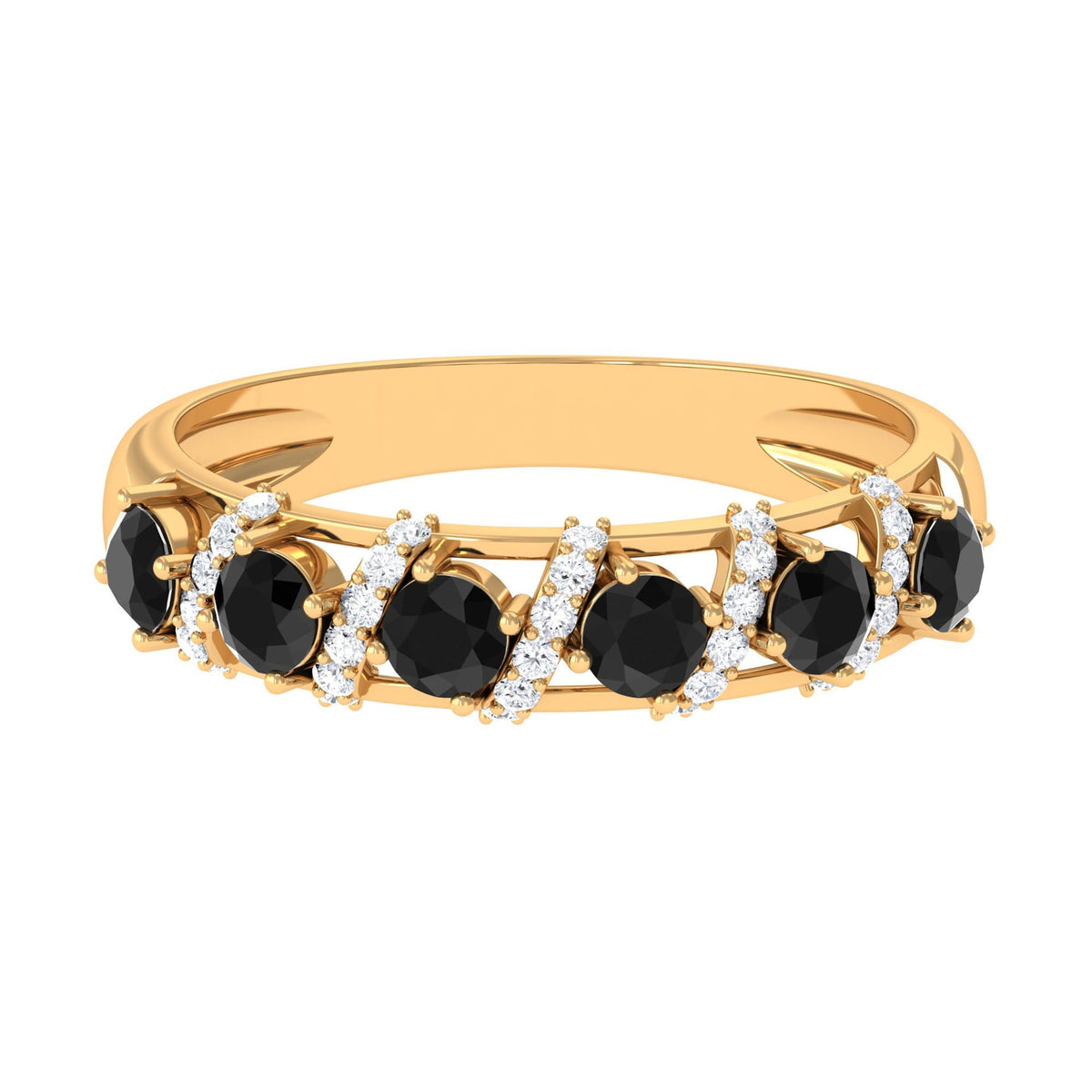 Black Spinel Designer Anniversary Band with Diamond