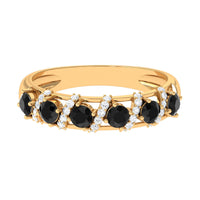 Black Spinel Designer Anniversary Band with Diamond