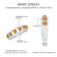 Natural Citrine Diamond Half Eternity Band Ring for Anniversary