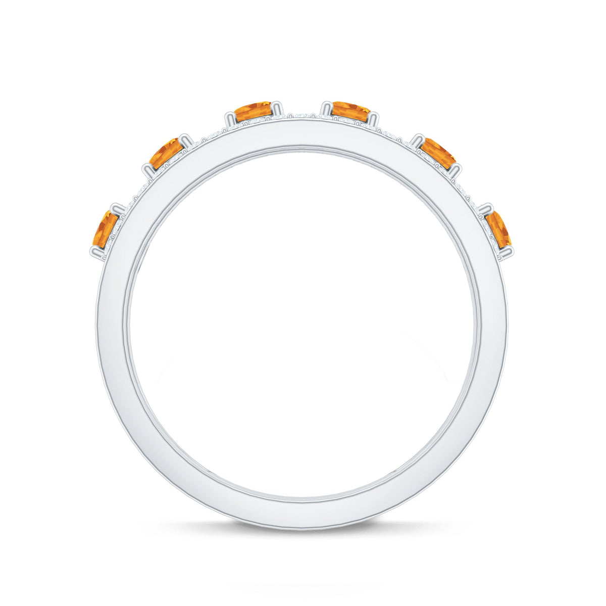 Natural Citrine Diamond Half Eternity Band Ring for Anniversary
