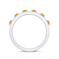 Natural Citrine Diamond Half Eternity Band Ring for Anniversary