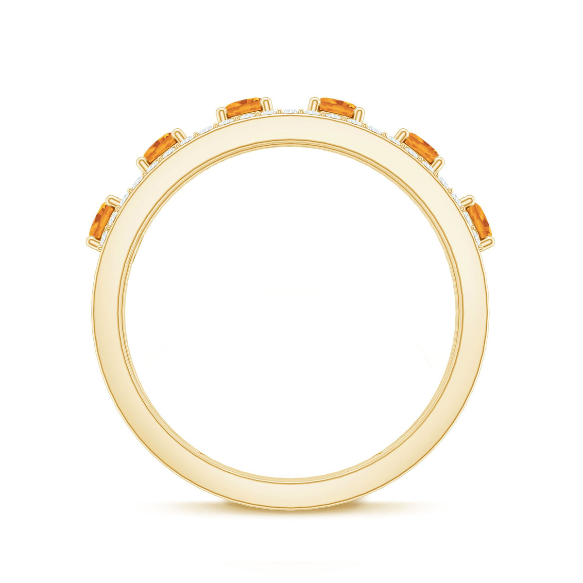 Natural Citrine Diamond Half Eternity Band Ring for Anniversary