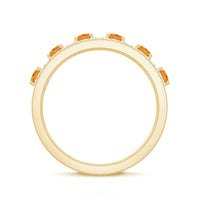 Natural Citrine Diamond Half Eternity Band Ring for Anniversary