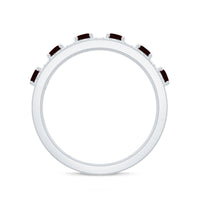 Natural Garnet Half Eternity Band with Diamond